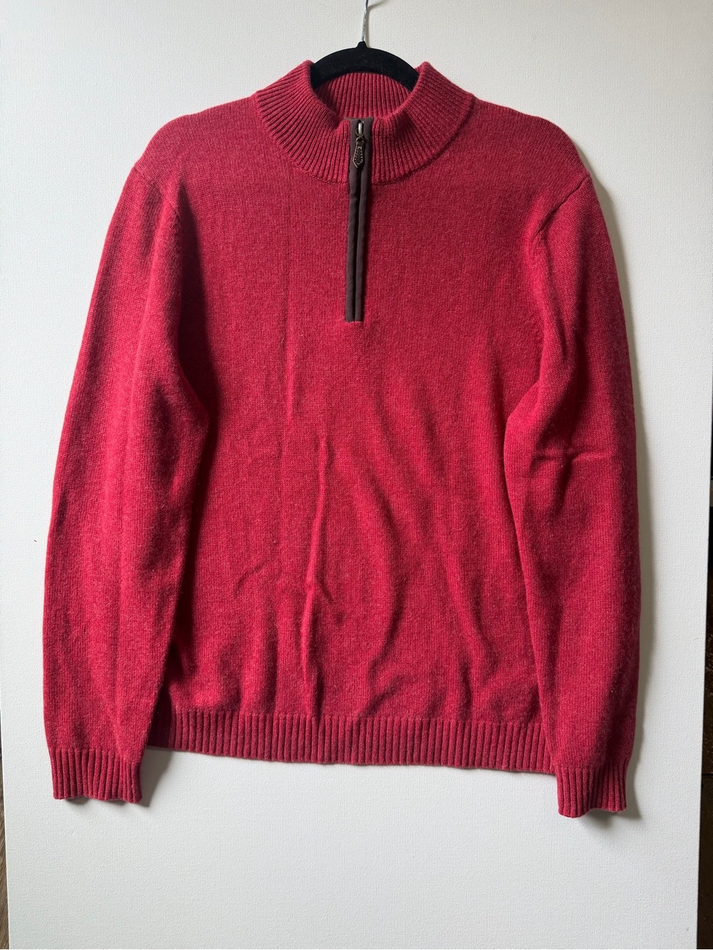 J. McLaughlin Men's Red Half-Zip 10% Cashmere Sweater - L